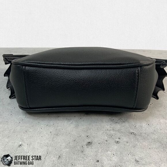 JEFFREE STAR BAT PURSE ZIPPER MAKEUP COSMETIC BAG IN BLACK VEGAN LEATHER BATWING - Picture 11 of 16
